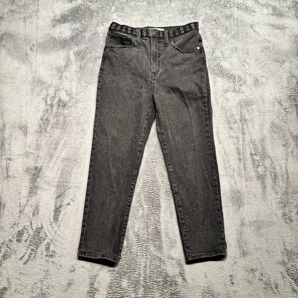 Madewell Classic Straight Jeans Black Grommet Waist Detail Women's Size 28 28x24